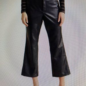 Avec Les Filles Black Faux Leather Cropped Wide Leg Pants, Size M
